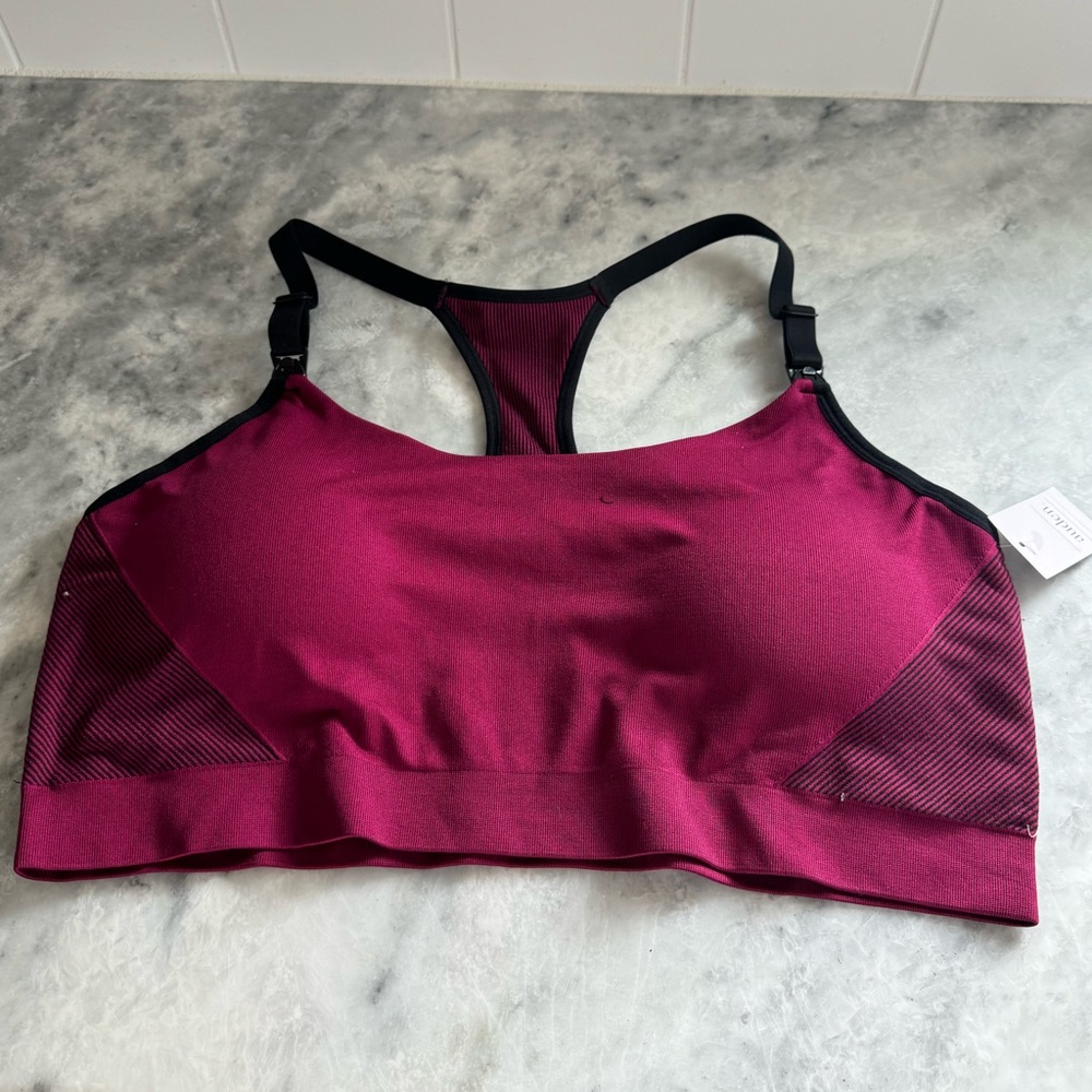 Auden Burgundy & Black Seamless Racerback Sports Bra